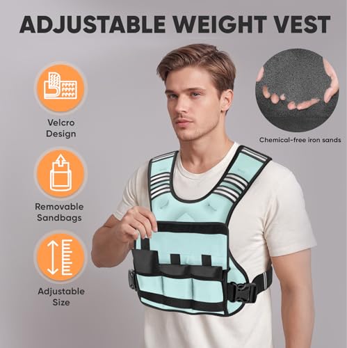Image of APEXUP Adjustable Weighted Vest, 4-10lb /12-18lb /20-32lb Vest with 6 Ironsand Weights and Large Pocket, Weight Vest for Men Women Strength Training, Running, Walking
