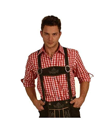 Fuchs Trachtenhemd kariert mit Krempelärmeln für Herren (M, rot) Cover