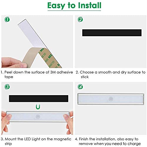 Motion Sensor Closet Lights, 30 Led Dimmable Wireless Under Cabinet Lighting With Built-In Rechargeable Battery, Stick-On Anywhere Magnetic Night Lamp For Cupboard Wardrobe Kitchen Stairs, 3 Pack #TOP6