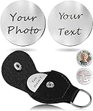 Gettone portafoto personalizzato con portachiavi in pelle, regalo commemorativo per simpatia, foto personalizzata abbraccio con testo, moneta commemorativa su entrambi i lati fai da te, Nero , pocket