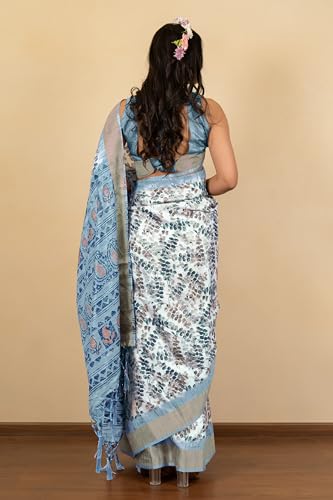 Image of MIRCHI FASHION Women Saree Cotton Silk Batik Block Printed | Breathable Office Wear and Regular Use Sari with Blouse Piece