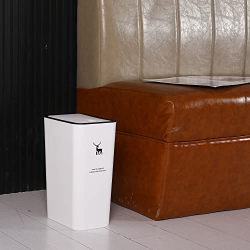 Sooyee 10 Lite White Trash Can With Lid,Bathroom Trash Can,2.4 Gallon Plastic Trash Can,Small Trash Can For Powder Room,Bedroom,Kitchen,Craft Room,Office #TOP2
