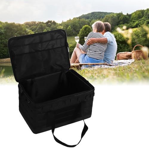 XHTLLO 60L Camping Storage Bag with Removable Dividers, Waterproof Black Storage Bag for Camping Cookware, Anti-Slip Design Travel-Friendly Camping Gear Storage Bag4