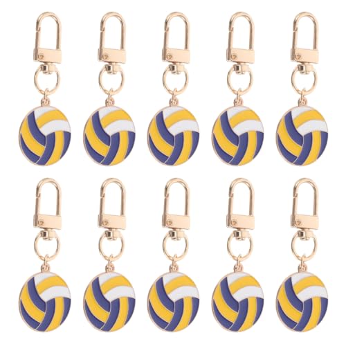 DECHOUS Lot de 10 Porte-clés de Volley-ball Légers en Métal Solide, Accessoires Sportifs pour Paquet à Dos, Porte-clés à Breloques D'équipes Sportives, Présents Souvenirs et Récompenses