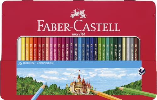 FABER-CASTELL - Matite colorate Hexagonal, 36 pezzi, astuccio metallico