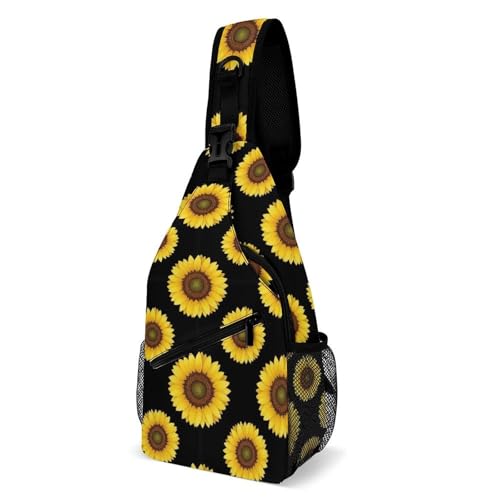 Fashion Day Pack Small Cross Body Backpack Sling Shoulder Bag Chest Bag For Men And Women Floral Sunflower