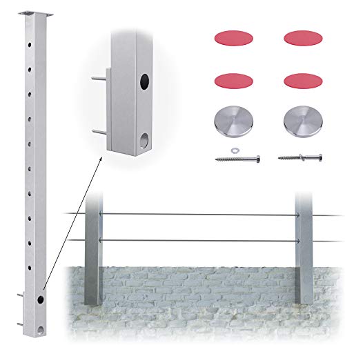 Muzata Cable Railing Post Fascia Side Mount Square Weldless Flat top 36