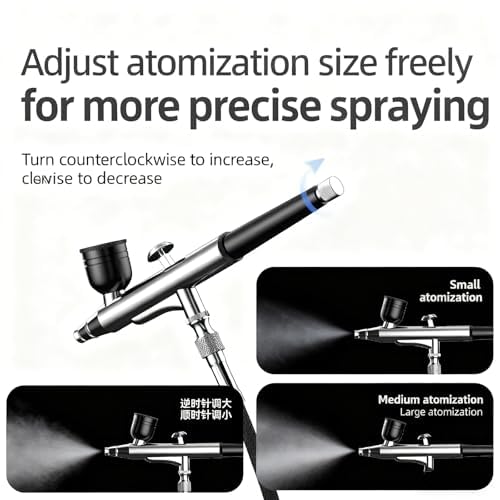 Kit aerografo con compressore, set ad alta pressione con ugelli da 0,3/0,5 mm e pressione dell'aria regolabile per decorazione torte, trucco, nail art e pittura artigianale