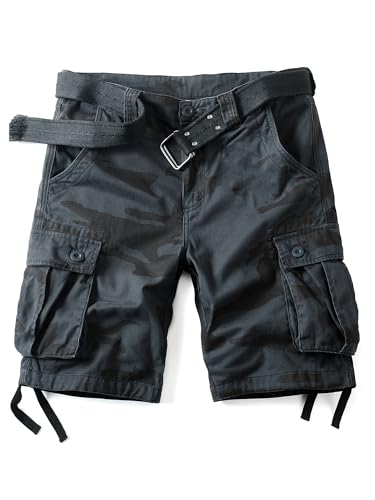 AKHIKING Men's Camo Cargo Shorts Work Outdoor Contton Casual Multi-Pocket Cotton Shorts Relaxed Fit E Camo 34