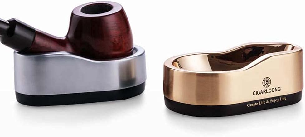 Cigar Pipe Holder, Metal Spoon-Shaped Travel Portable Pipe Rack, Ashtray, Gift Box Packaging (805531mm)