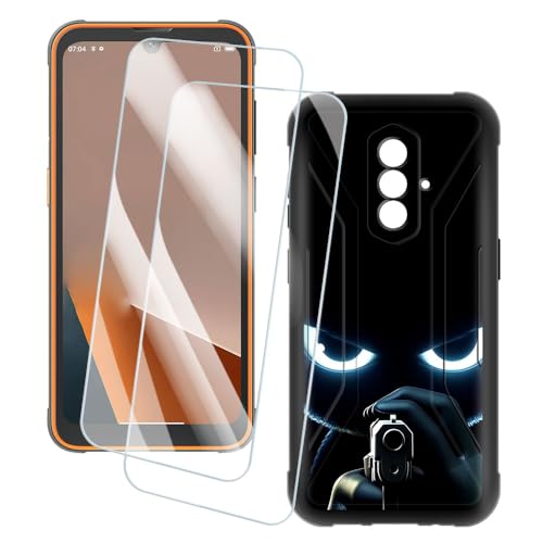 OAGELIM 2�Z�b�g �X�N���[���v���e�N�^�[ + �P�[�X Blackview BV5200 (6.1 �C���`) �Ƃ̌݊������� �A�[�e�B�X�e�B�b�N�J�X�^���v�����g�J�o�[�Ƌ����K���X�t�B���� �X�N���b�`�h�~ (�Ə�)