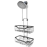 SHINGONE Hanging Shower Caddy Adjustable Length, Shower Caddy Over Shower Head With Hooks, Shower Ra
