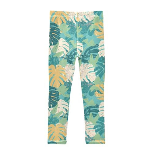 KLL Leaves Monstera Blots Little Girls Leggings Stretchy Full Length Pants Gym2