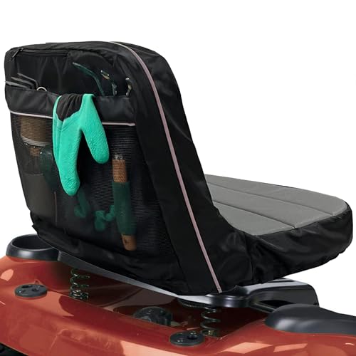 Lawn Mower Seat Cover, Heavy Duty 600D Oxford Waterproof Tractor Seat Cover Compatible with John Deere,With Back Pockets and reflective strip,Universal Lawn Mower Tractor Cover