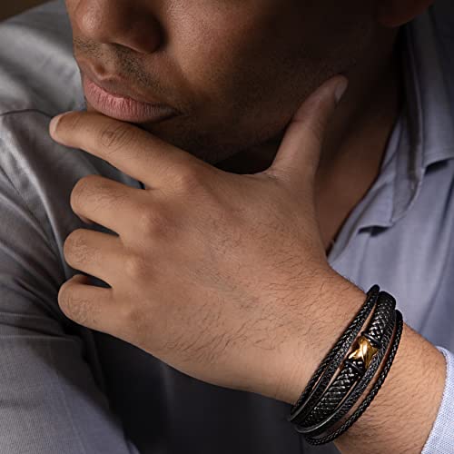 Image of SERASAR Premium Leather Bracelet Men | Stainless Steel Magnetic Clasp | Three Colors | Jewelry Box Included