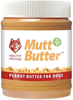 Healthy Hounds Natural Peanut Butter for Dogs - 340g - Palm Oil Free Mutt Butter with Blue Lick Mat for Puppy - Dog Friendly with Vitamin E & B