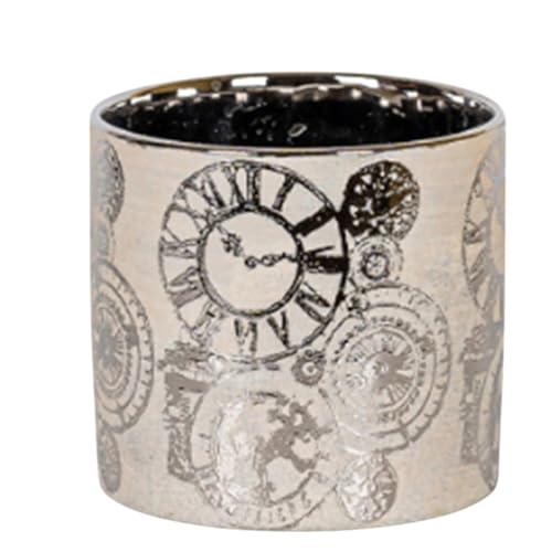 Garden Art Ceramic Indoor Po(5.3Dia) in Silver Colour with Grey Texture | for Home Decor Office Decor,Table Top | Pack of 1| Without Plant (GA134B-004-SG)