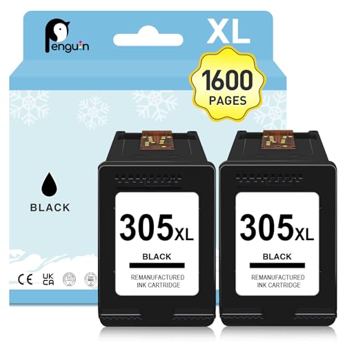 Cartouche d'encre 305 XL Noir Penguin Haute Capacité pour HP DeskJet 4220e