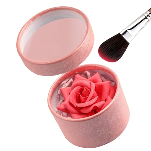 3D Rose Blush for Cheeks, Petal-Infused Silky Pink Blush Powder with Buildable Shimmer, Buildable Natural Glow Face Rouge Rosy Makeup Gift for Women and Girls