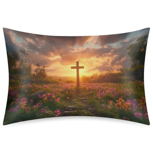 Jesus Cross Flower Satin Pillowcases for Hair and Skin Soft