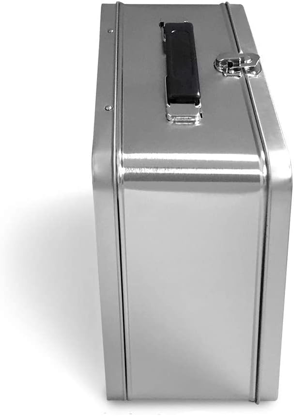 Miniatura 3 de Lunchbox.com Caja de almacenamiento de metal resistente y lisa estándar con mango de plástico, lata personalizable para trabajos de arte,