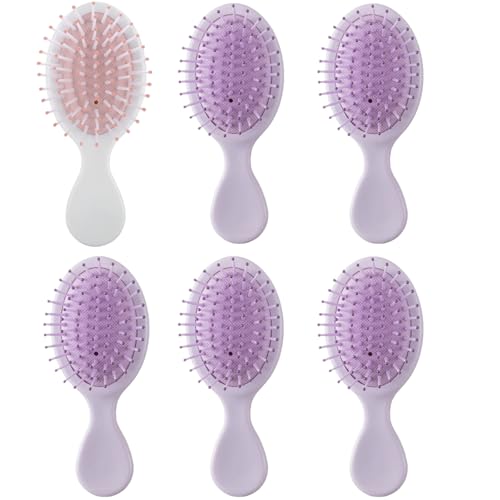 Bridesmaid Proposal Gifts 8pcs Mini Travel Brush bachelorette party accessories Cute hair Brush for Wedding Party Favors for Wedding Party Favors (White&Purple, 6pcs)