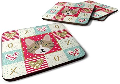 Caroline's Treasures CK5112FC Dragon Li Cat Love Foam Coaster Set of 4, Red Set of 4 Cup Coasters for Indoor Outdoor, Tabletop Protection, Anti Slip, Mouse pad Material image 5