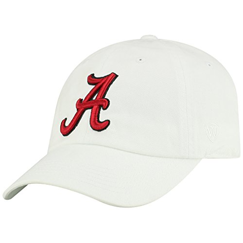 Top of the World NCAA Mens College Town Crew Adjustable Cotton Crew Hat Cap (Alabama Crimson Tide-White, Adjustable)