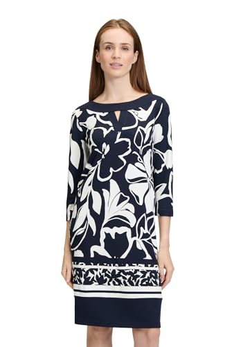 Betty Barclay Damen Shirtkleid mit 3/4 Arm 42, Dunkelblau/Weiß