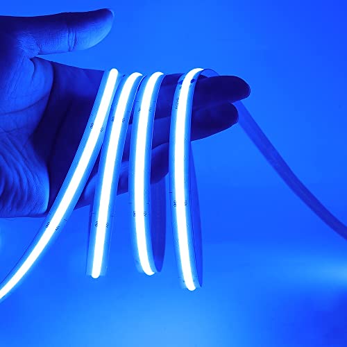 XUNATA 12V COB LED-strip met Voeding, 320 LEDs/m Flexibel Lichtlint, Zelfklevende Tape Voor Binnenhuis Commerciële Kast TV-achtergrondverlichting (Blauw, 1m)