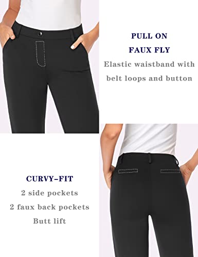 Tapata Women's 28''/30''/32''/34'' Stretchy Straight Dress Pants With Pockets Tall, Petite, Regular For Office Work Business 34", Black, Xxl #TOP3