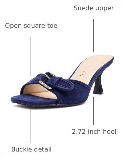 Image of GUESS Women's Dista Heeled Sandal, Dark Blue Suede 400, 6.5