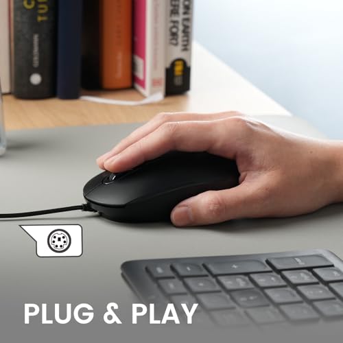 Image of Perixx PERIDUO-117P, Wired Standard PS2 Keyboard and Mouse Combo - Full-Size Layout - Bundle with 3 Button Optical Mouse - 5.9 ft Cable - Black
