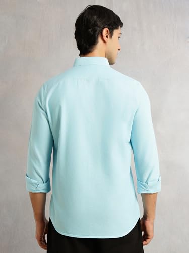 Image of Thomas Scott Men's Premium Slim Fit 100% Cotton Casual Shirt | Button-Down Collar | Full Sleeves | Solid Shirt for Men