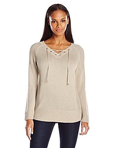 Calvin Klein Women's Lace-Up V-Neck Sweater