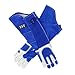 Produktbild Funhoo Handschuhe aus Rindsleder Arbeitshandschuhe Anti-Kratzer Hitzebeständige Schutzhandschuhe für Gartenarbeit 55 cm extra lang - Blau (XL)