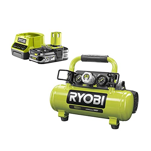 Pack RYOBI Compresseur à cuve 18V One Plus - 4L R18AC-0-1 Batterie 2.5Ah - 1 Chargeur rapide RC18120-125