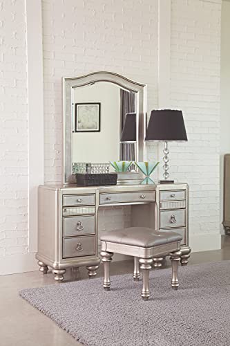 Coaster Furniture Bling Game Modern Glam 7 Drawer Makeup Vanity Desk With Drawers Felt Lined Jewelry Storage Metallic Platinum Silver Chrome 204187 #TOP2