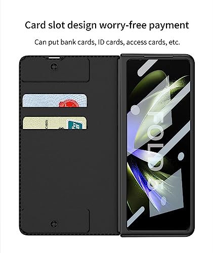 SHIEID Capa para Samsung Z Fold 5 com suporte de caneta S - Capa carteira de couro premium, protetor