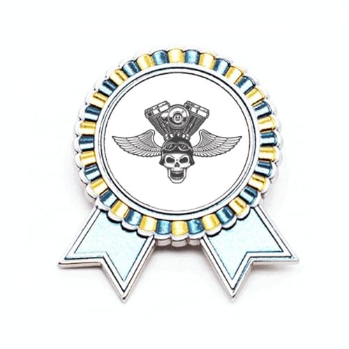 Broche squelette moto métal taille M avec lunettes de soleil pour veste