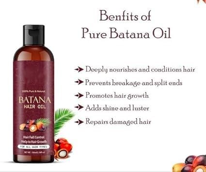 Batana Oil for Hair Growth By Dr Sebi Sourced From Honduras | Promotes Thicker, Shiny, Stronger & Healthy Hair and Hair Fall Control | 100 ml