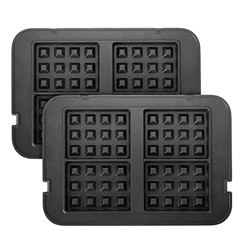 Ultratec waffle plate set for 2-in-1 contact grill and table grill, for preparing Belgian waffles, easy to insert with click mechanism, dishwasher-safe, Black