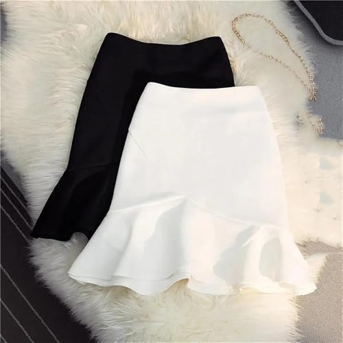 Women's Ruffle Edge Mini Skirt Solid Color Zipper High Waist A-Line Version Short Skirt2