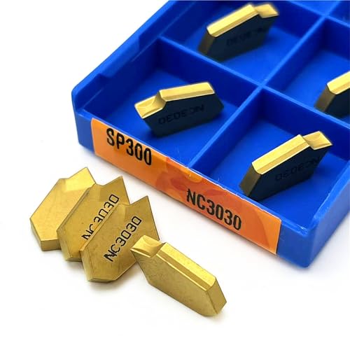 SOFBO 10 PCS Carbide Grooving Inserts SP300 NC3020 PC9030 NC3030 CNC Lathe Carbide Inserts Cutters For Lathe Grooving Cut-Off Tool(SP300 NC3030)