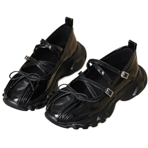 Geerta Sneakerina Ballet Sneaker Shoes for Women Girls with Bow Decorated Flats - Tennis & Racquet Sport Y2K Retro Cute Casual Soft Non Slip Elegant Athleisure Comfortable Walking Lightweight Running