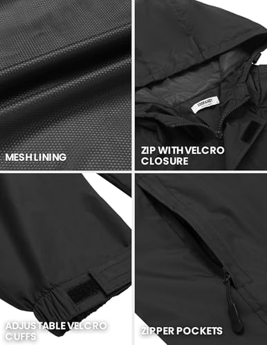Image of COOFANDY Men's Rain Jacket Waterproof With Hood Lightweight Packable Shell Raincoat Windbreaker For Cycling Golf Travel