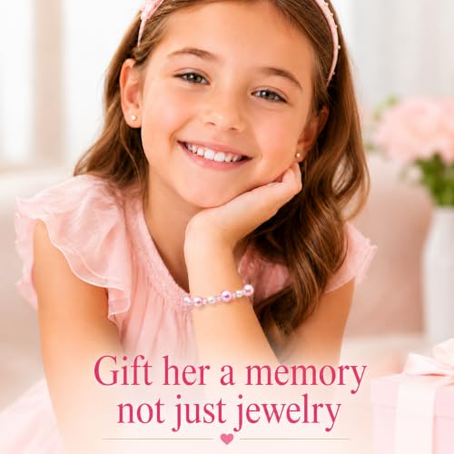 Image of Baby Crystals Personalized Jewelry Pink Pearl Initial Charm Bracelet for Girls & Women
