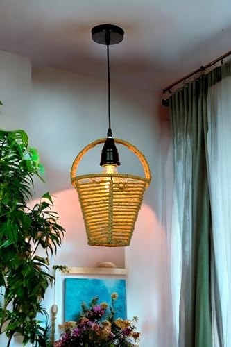 Image of Prop It Up Jute Pendant Light, 21 cm Diameter, Warm Yellow Glow Bulb Not Included