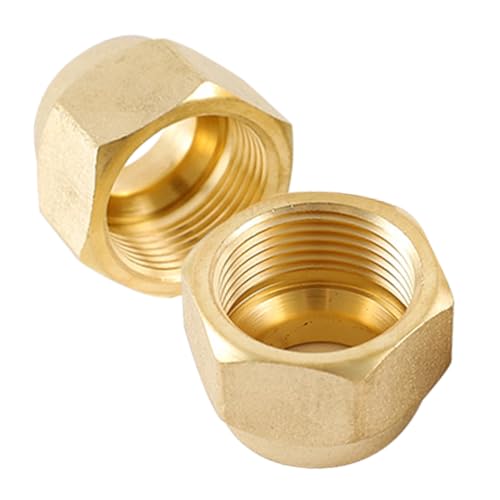 2 Stück Bördelüberwurfmutter, 3/8 Zoll Kältemittelleitung Bördel Überwurfmutter, Messing Bördelmuttern Klimaanlage Teile Anschlüsse,3/8'...
