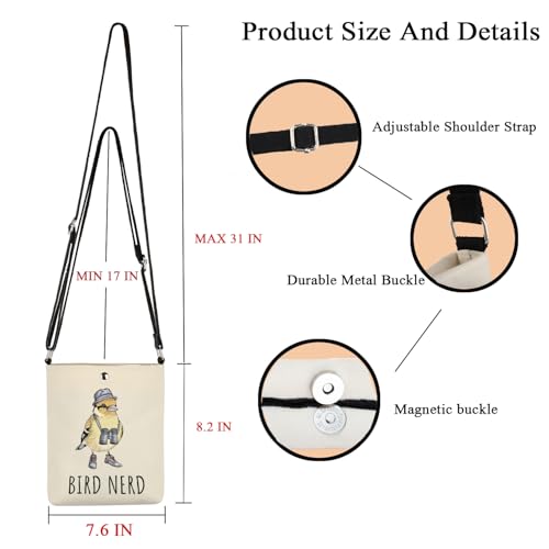 POFULL Birder Gift Bird Lovers Gift Ornithologist Gift Bird Watching Gift Bird Nerd Crossbody Bag2
